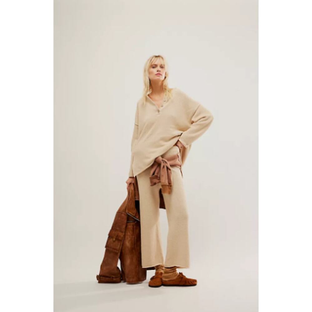 Free People Womens 2 pc Hailee Sweater Pant Matching Set Tan Size XS Neutral